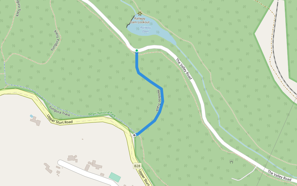 Nookoo Track walking route map in Belair