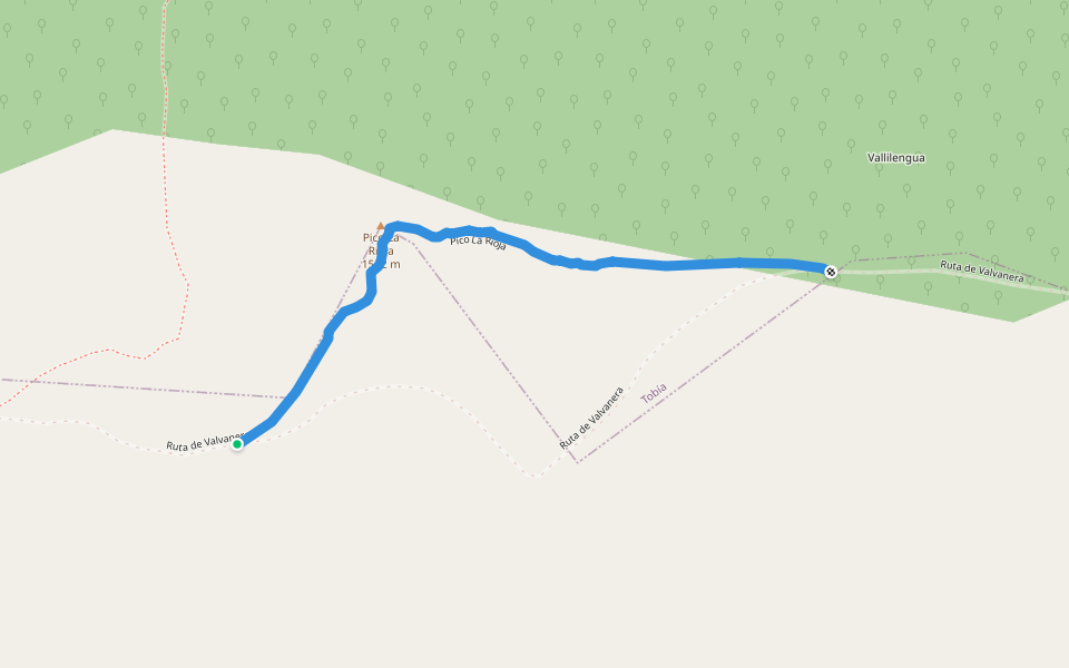 Pico La Rioja walking route map in Tobía