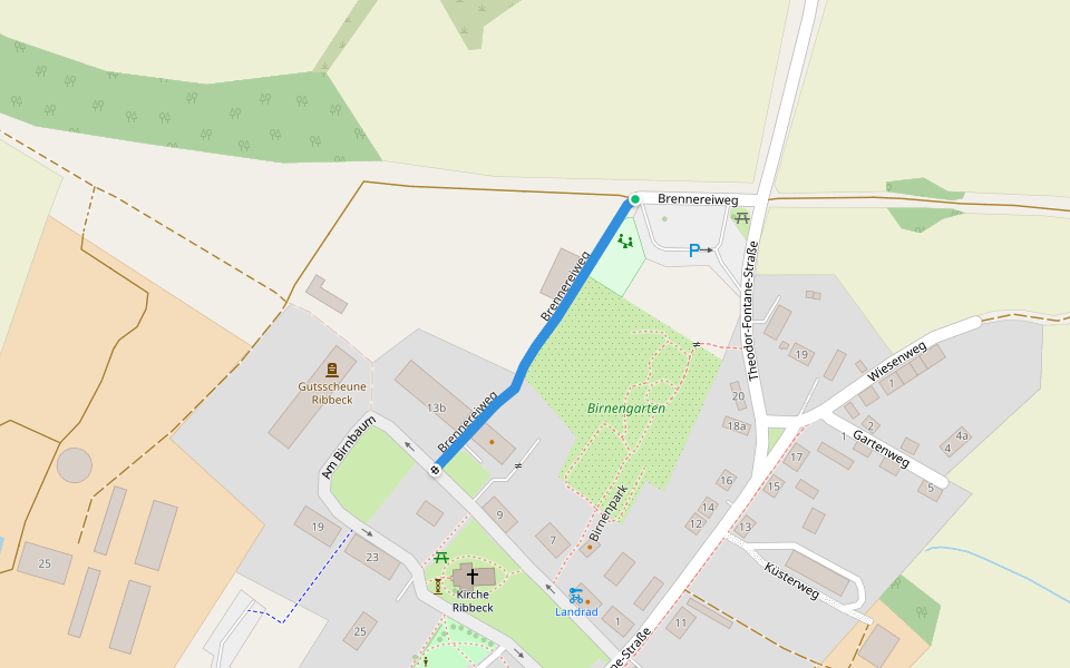 Brennereiweg walking route map in Nauen