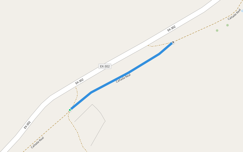 Cañada Real walking route map in Navas del Madroño