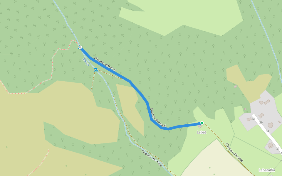 Chemin d'Arotcé walking route map in Mauléon-Licharre