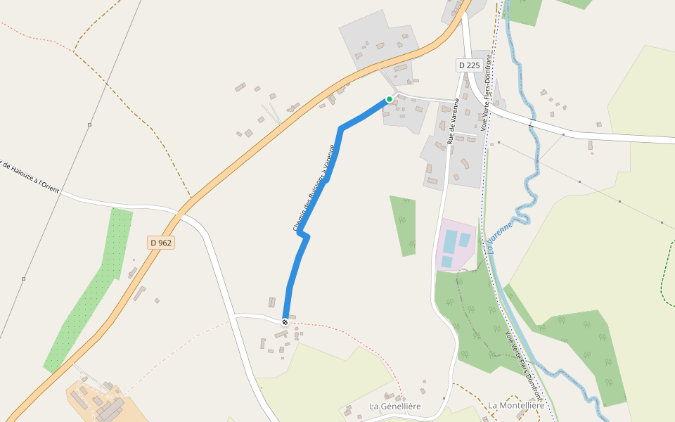 Chemin des Buissons à Varenne walking route map in Le Chatellier