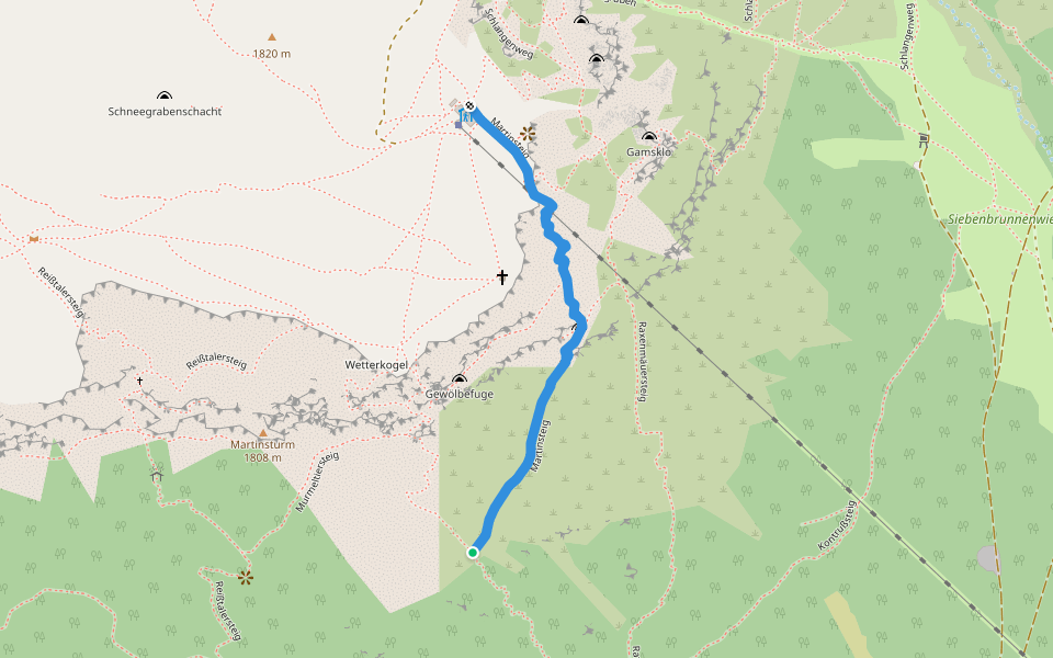 Martinsteig walking route map in Raxen