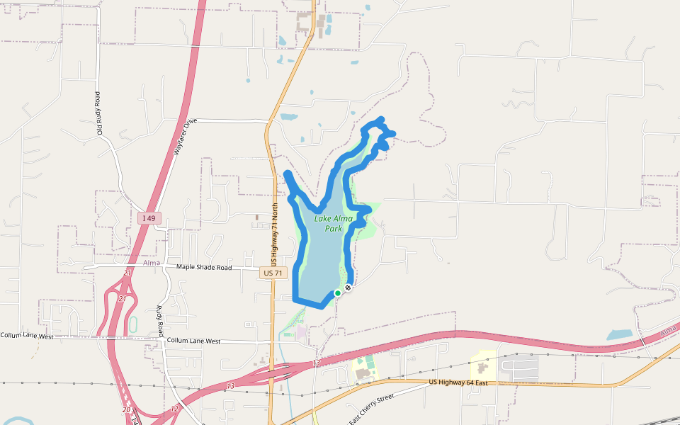 Lake Alma Trail walking route map in Alma