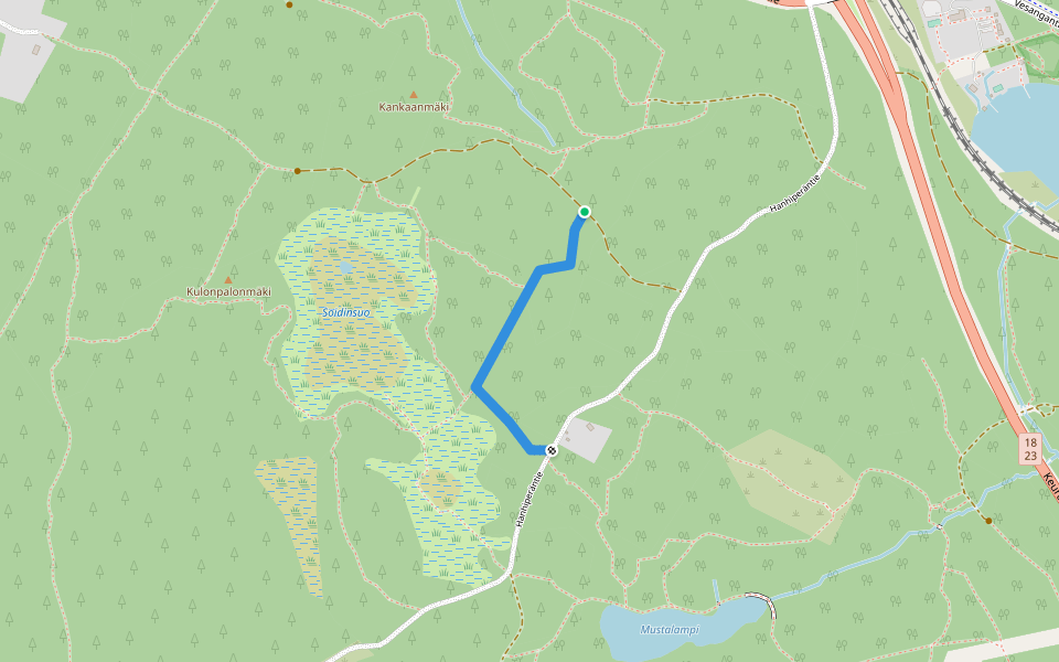 Saapaspolku walking route map in Jyväskylä