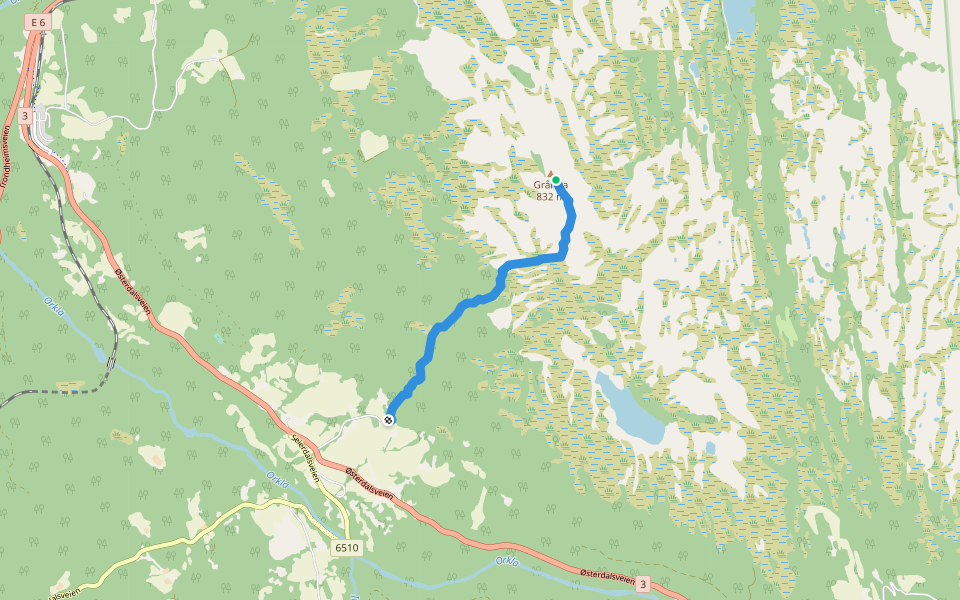 Driftsvegen walking route map in Dolpa