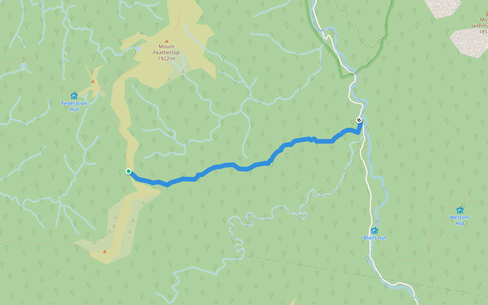 Diamantina Spur Walking Track walking route map in Hotham Heights