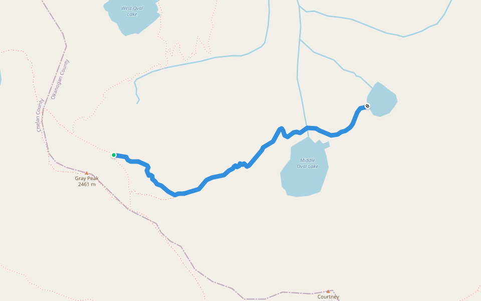 Oval Lake Trail walking route map in Twisp