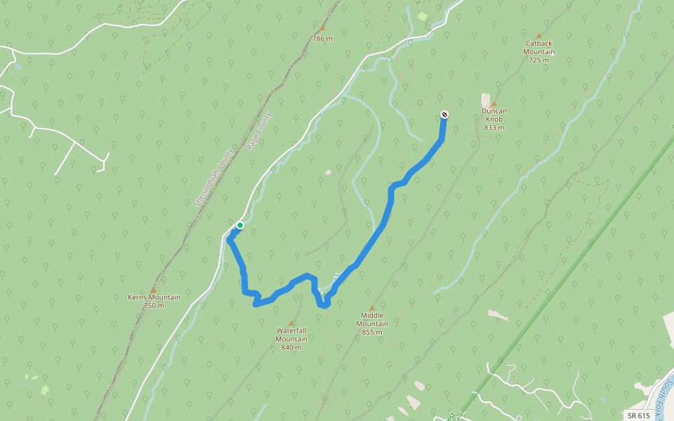 Scothorn Gap Trail (yellow) walking route map in Luray