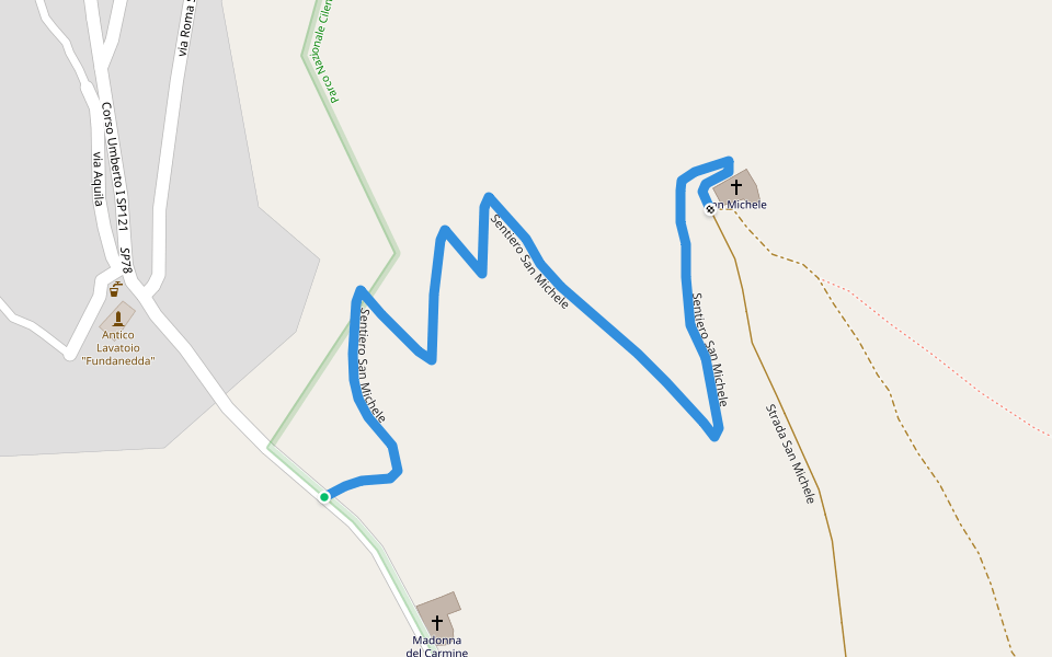 Sentiero San Michele walking route map in Sassano