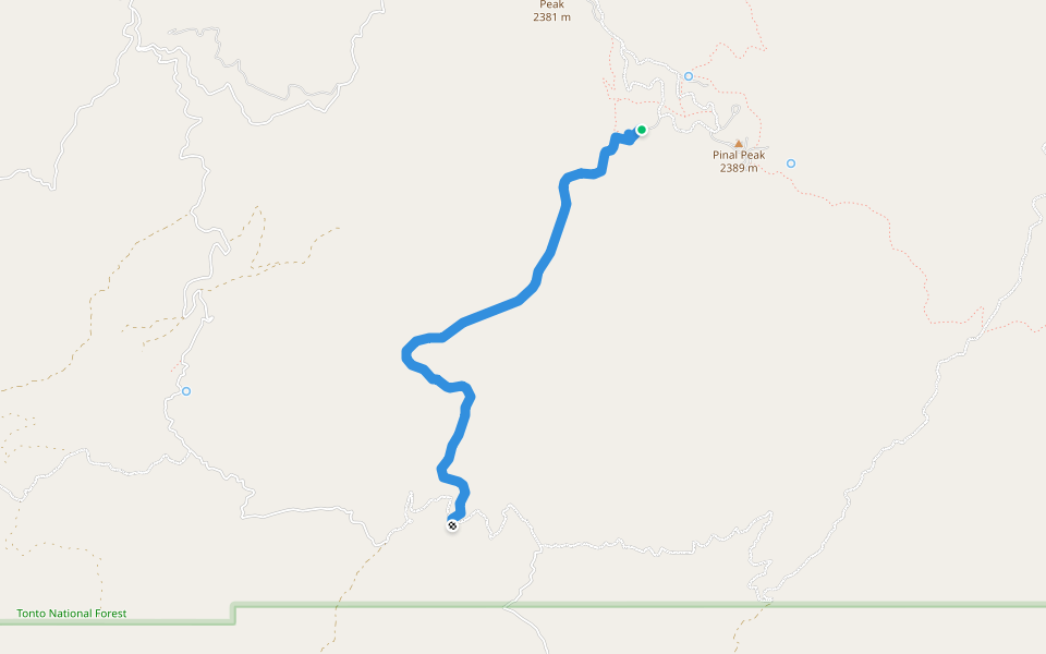 Bobtail Ridge Trail walking route map in Globe
