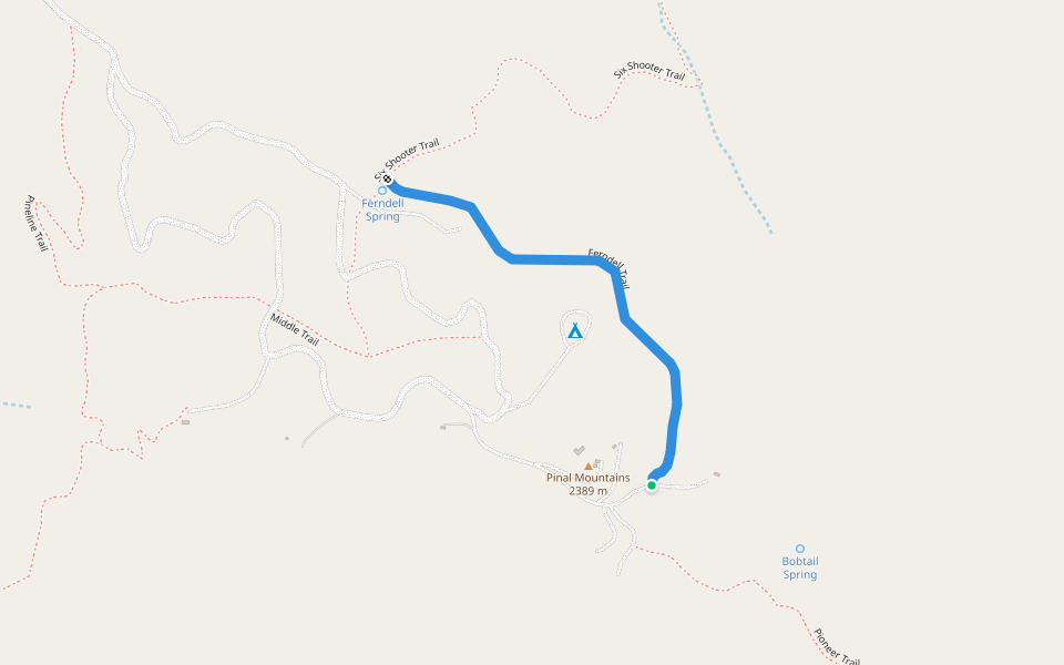 Ferndell Trail walking route map in Globe