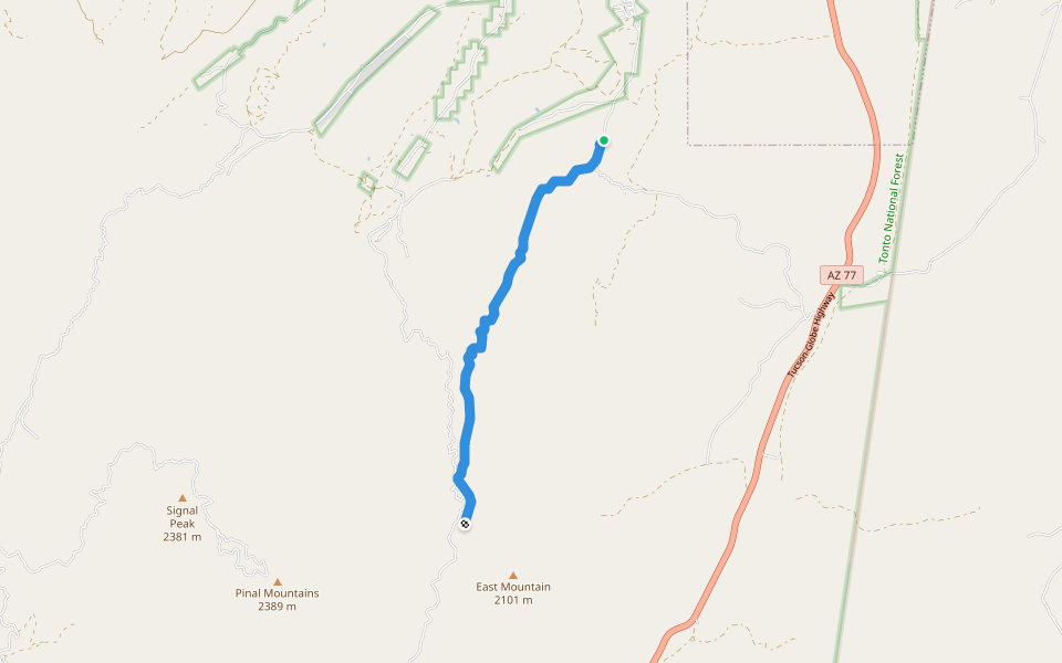 Toll Road Trail walking route map in Globe