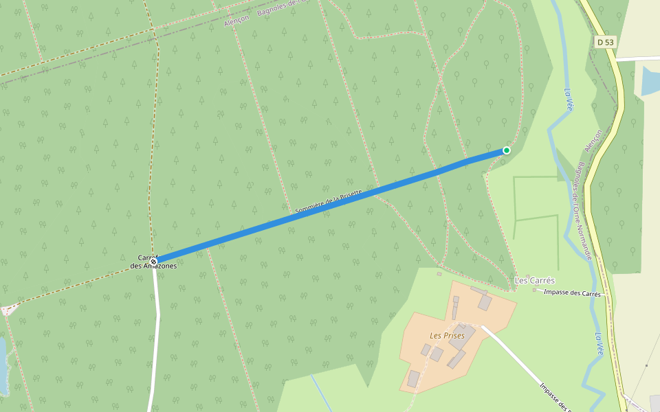 Sommière de la Brisette walking route map in Bagnoles de l'Orne Normandie