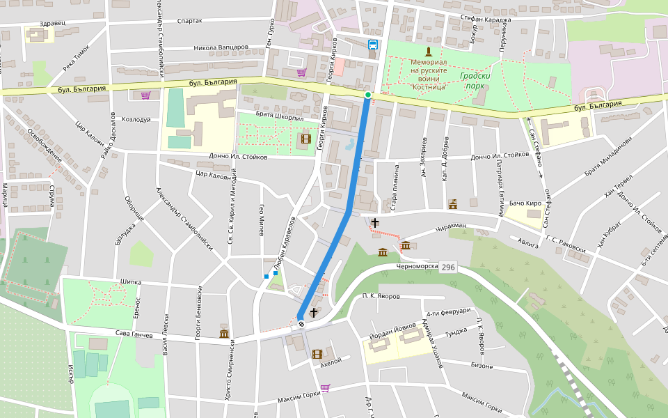 Добротица walking route map in Varna