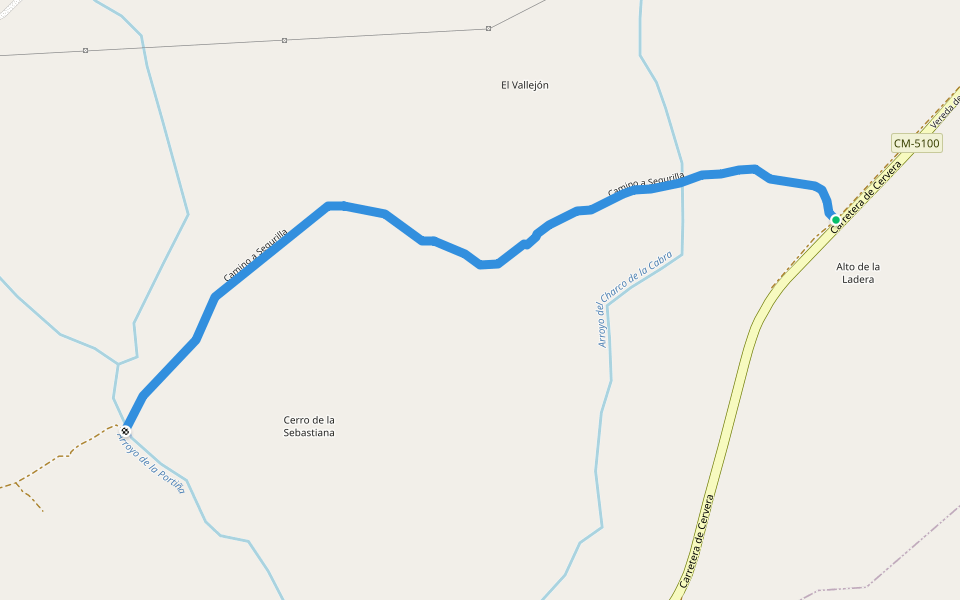 Camino a Segurilla walking route map in Cervera de los Montes