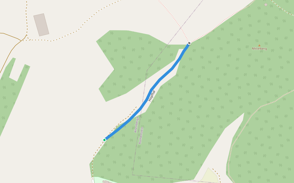 Hopftal walking route map in Altenberga