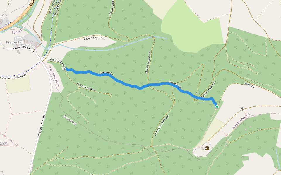 Gehrenpfad walking route map in Wäschenbeuren