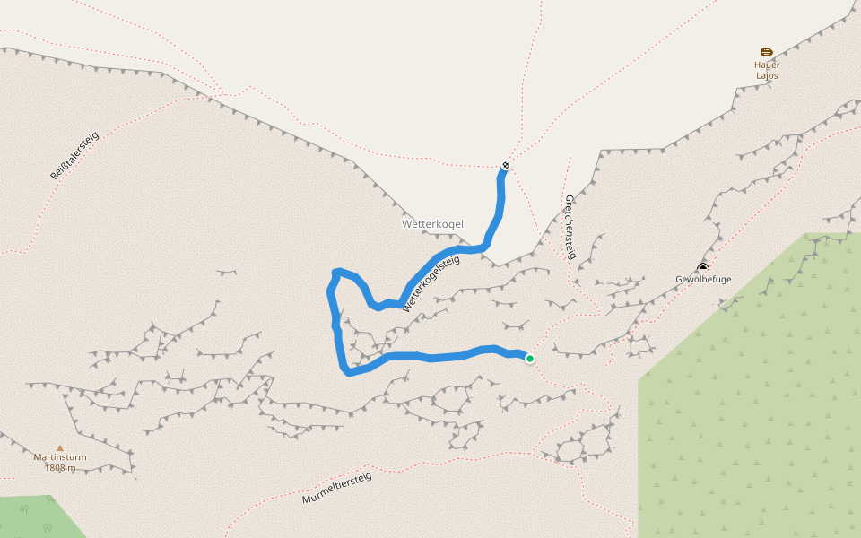 Wetterkogelsteig walking route map in Raxen