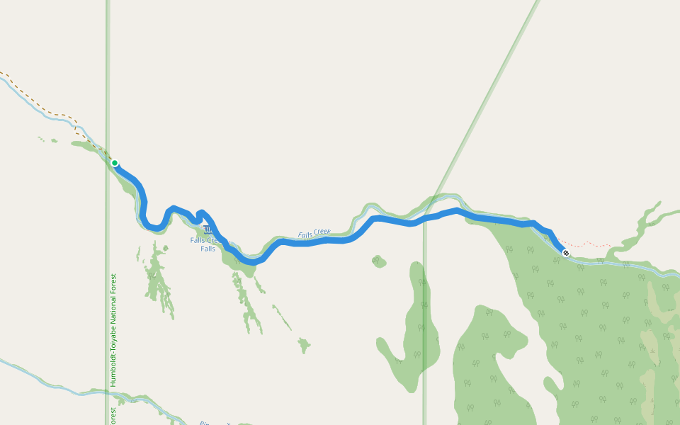 Falls Canyon Trail walking route map in Rebel Creek