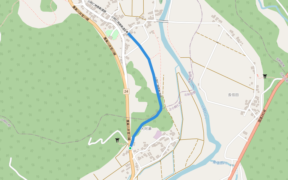 小阿仁林鉄軌道跡 walking route map in Kamikoani