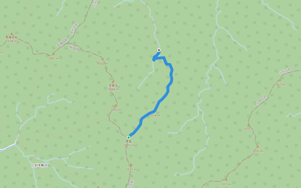 萩形コース walking route map in Kamikoani