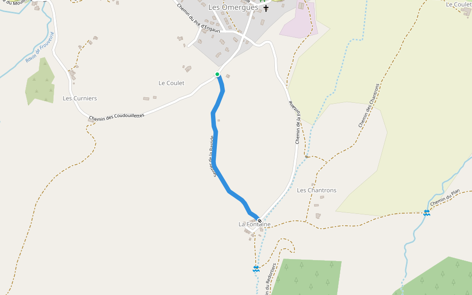 Sentier de la Bastide walking route map in Les Omergues