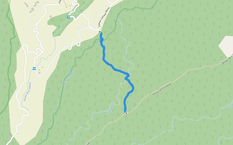 Sentier Terre Rouge walking route map in Bras-Panon