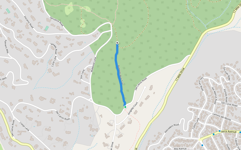 downslope trail walking route map in Del Monte Forest