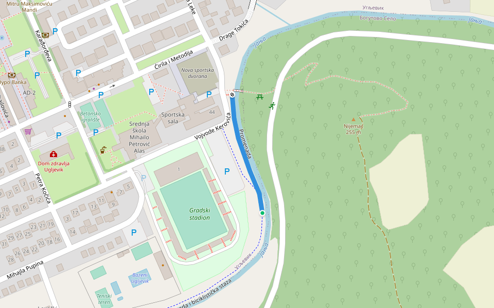 Promenada walking route map in Ugljevik