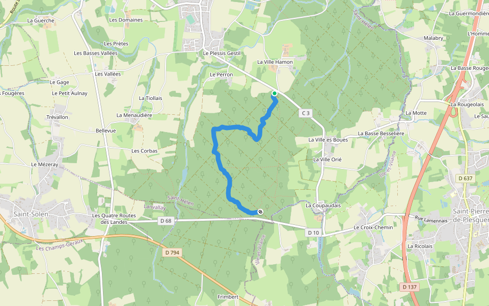 Découverte croissance d'un arbre walking route map in Saint-Hélen