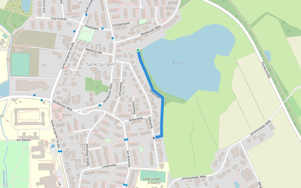 Brautsee walking route map in Schleswig