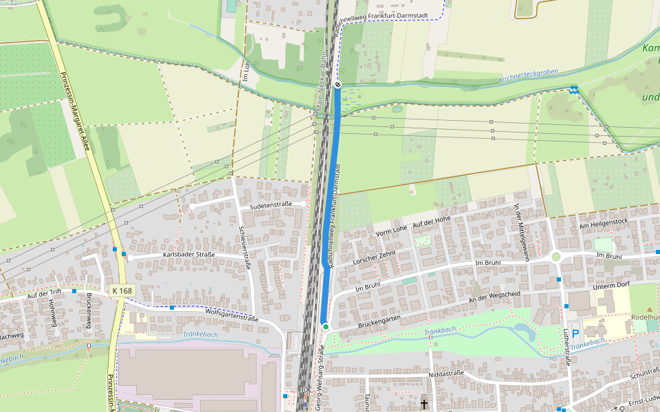 Radschnellweg Frankfurt-Darmstadt walking route map in Egelsbach