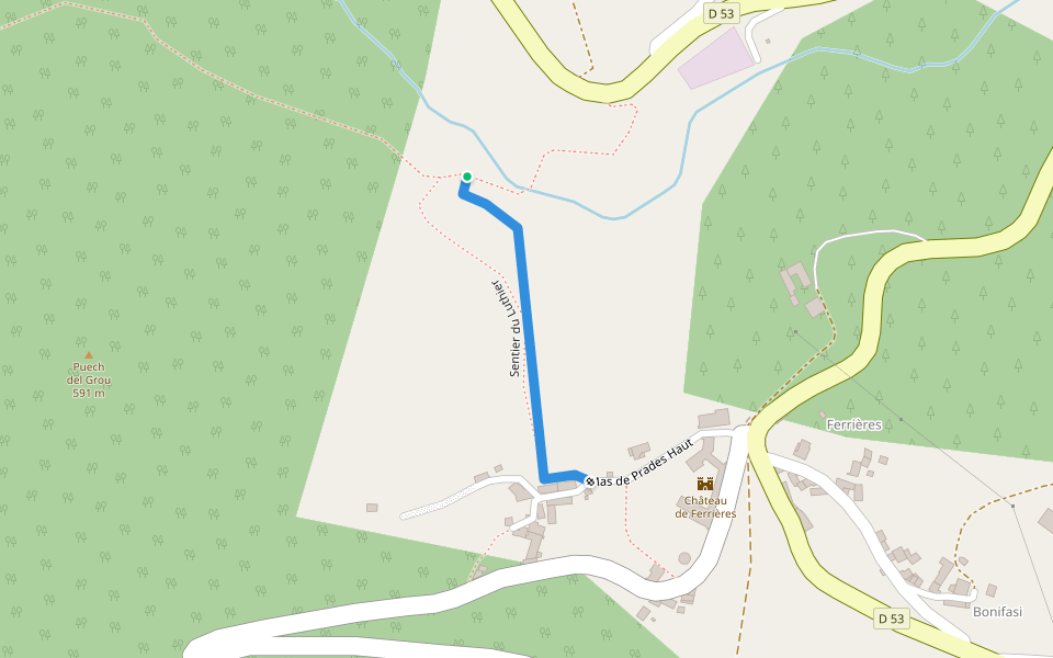 sentier du Luthier walking route map in Fontrieu