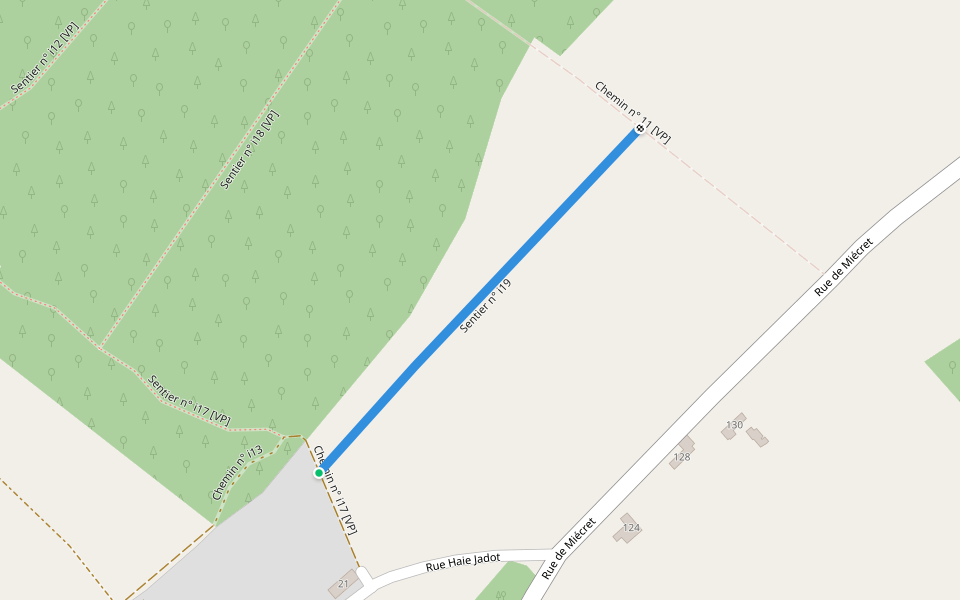 Sentier n° i19 walking route map in Hamois