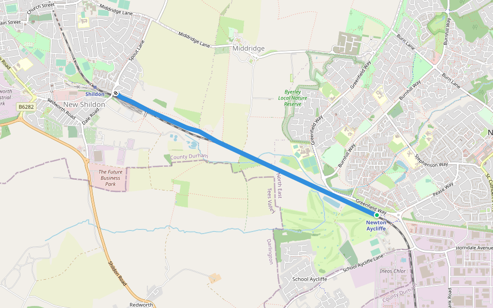 Locomotion Way walking route map in Newton Aycliffe
