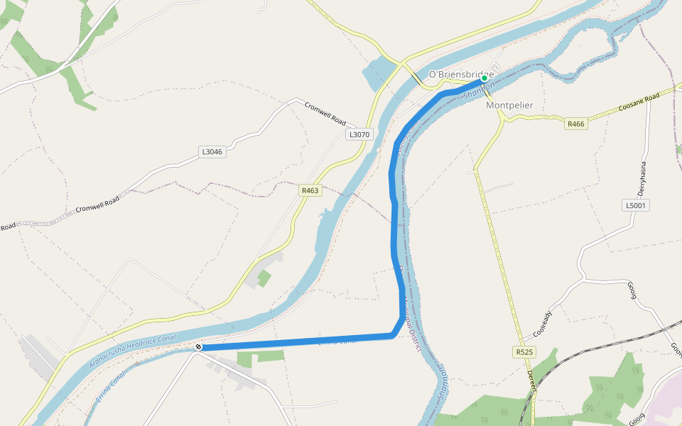 O' Brien's Bridge Blue Looped Trail walking route map in O'Briensbridge-Montpelier