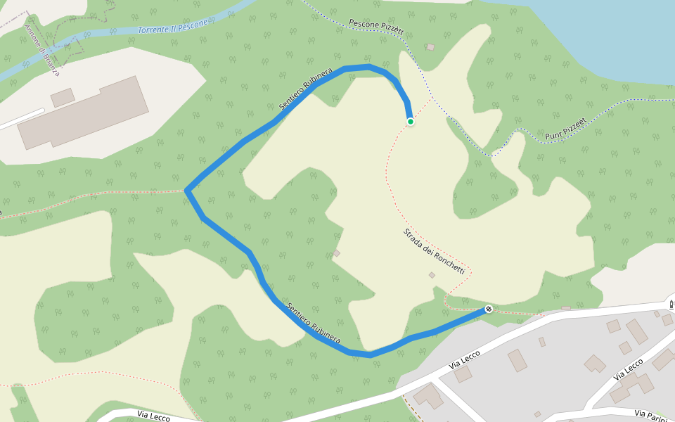 Sentiero Rubinera walking route map in Annone di Brianza