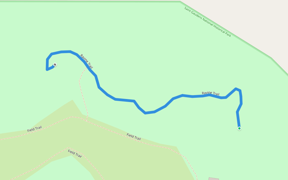 Ravine Trail walking route map in Cornish