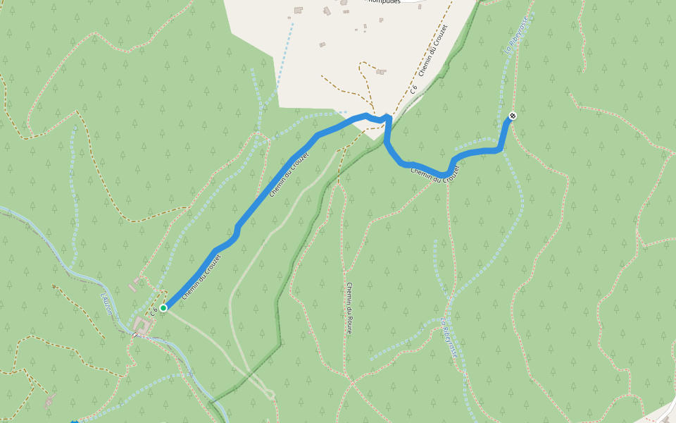 Chemin du Crouzet walking route map in Mercuer