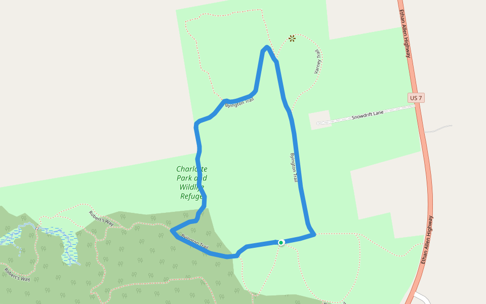 Byington Trail walking route map in Charlotte