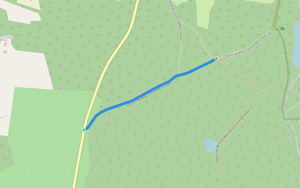 Chemin de Milly à l'Étang de Cunault walking route map in Gennes-Val-de-Loire