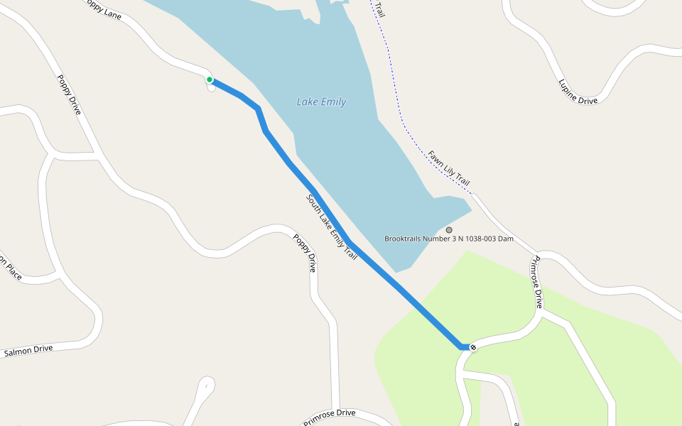 South Lake Emily Trail walking route map in Willits