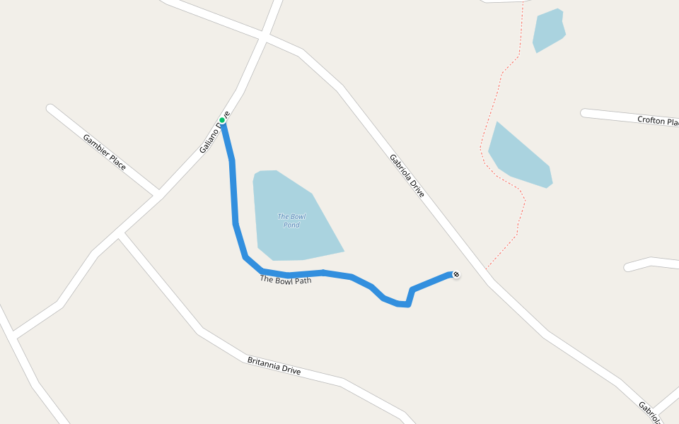 The Bowl Path walking route map in Parksville