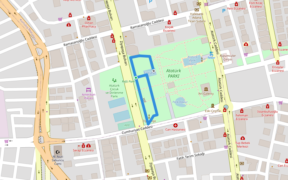 yol walking route map in Adana