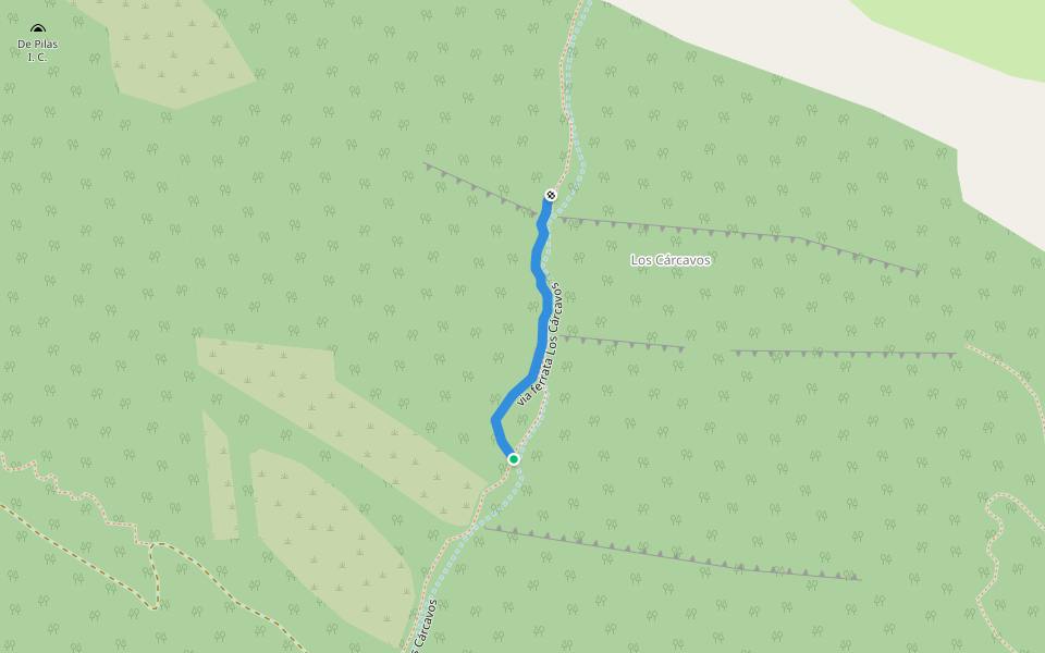 via ferrata Los Cárcavos walking route map in Quecedo