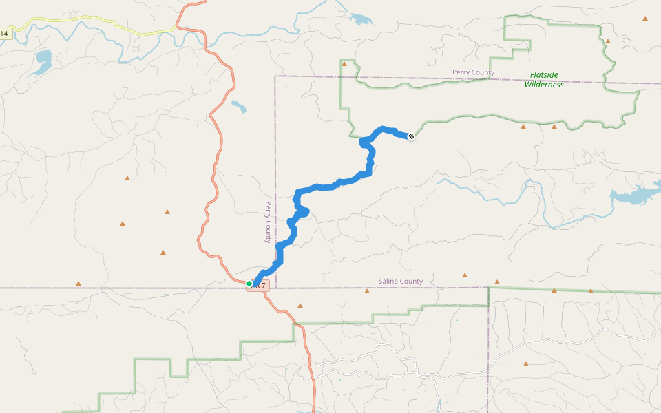 Ouachita Trail walking route map in Jessieville
