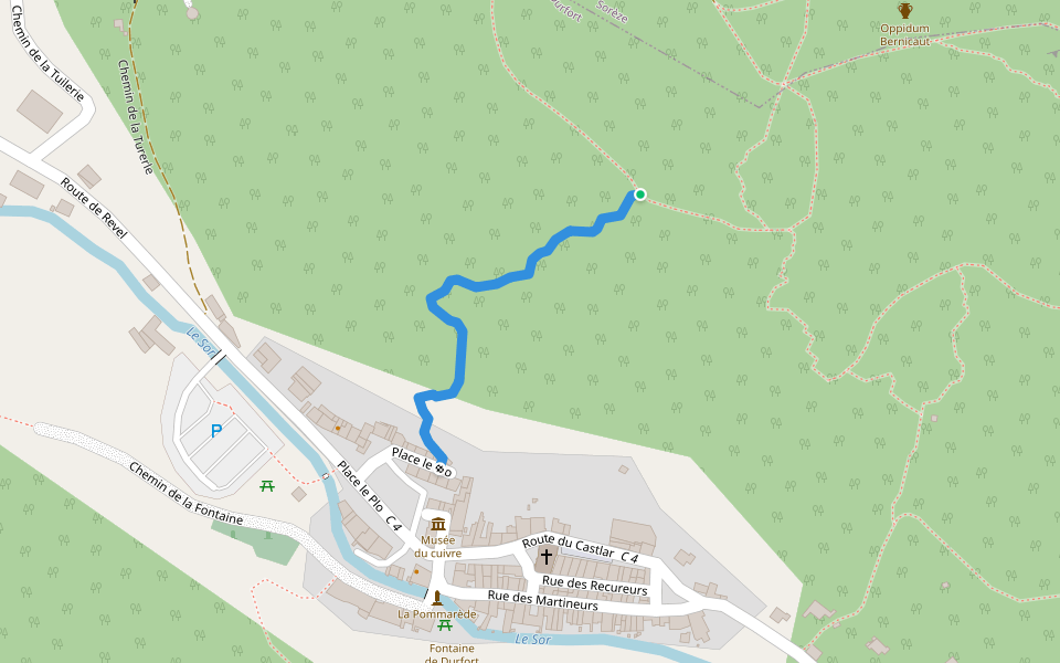 Sentier de la truffe du sanglier walking route map in Durfort