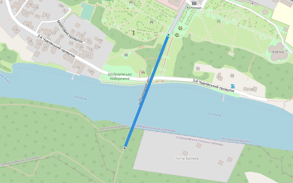 Пішохідний міст walking route map in Zhytomyr