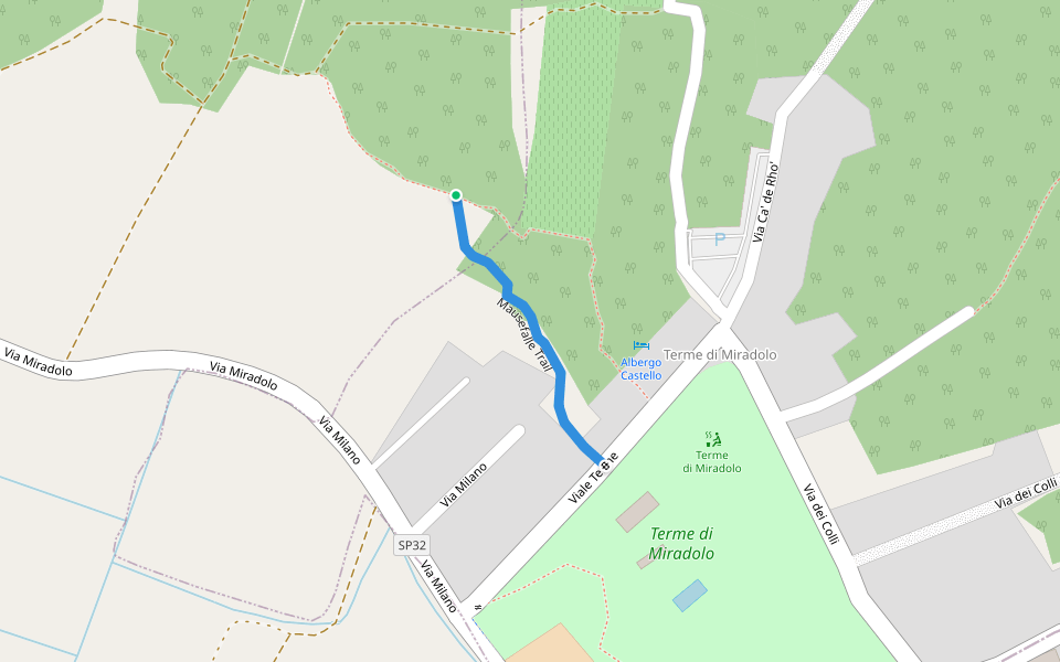 Mausefalle Trail walking route map in Terme di Miradolo